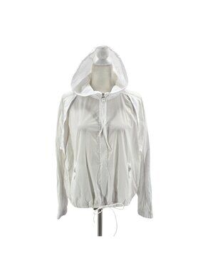 Athleta Womens Small Jacket Expedition Hike Shell Nylon White Hooded Lightweight